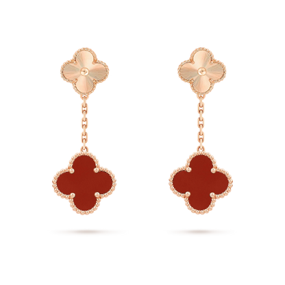 [Sophire Jewelry ]CLOVER 2 MOTIF  LASER CARNELIAN EARRINGS