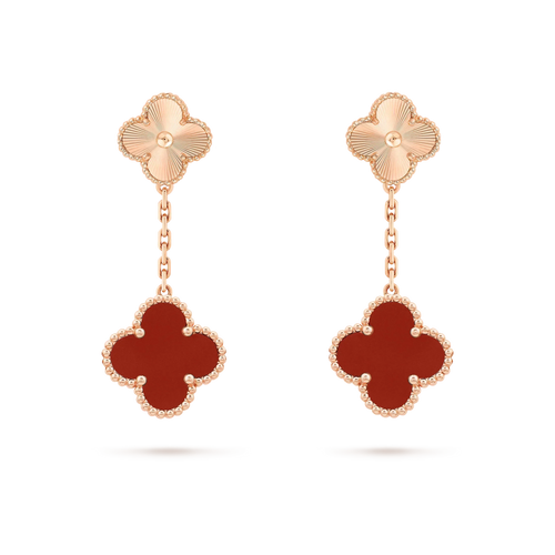 [Sophire Jewelry ]CLOVER 2 MOTIF  LASER CARNELIAN EARRINGS