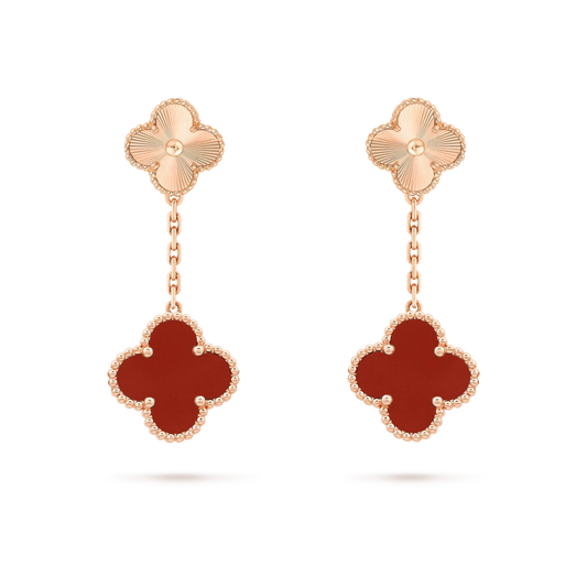 [Sophire Jewelry ]CLOVER 2 MOTIF  LASER CARNELIAN EARRINGS
