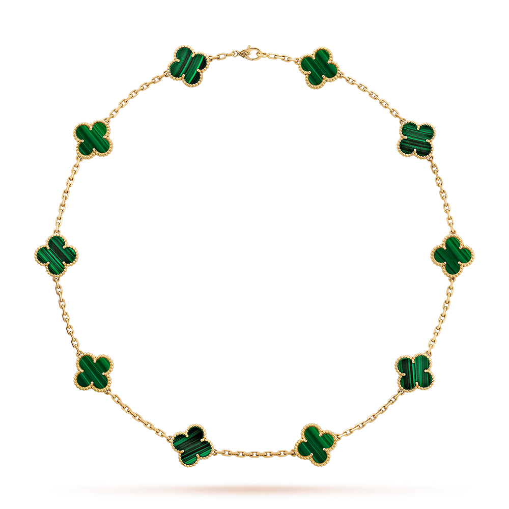 [Sophire Jewelry ]CLOVER 10 MOTIFS MALACHITE NECKLACE