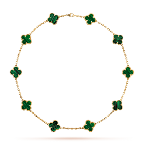 [Sophire Jewelry ]CLOVER 10 MOTIFS MALACHITE NECKLACE