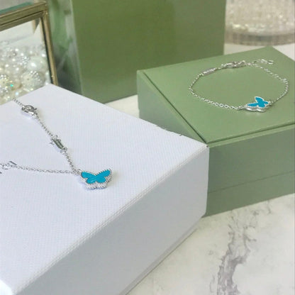 [Sophire Jewelry ]BUTTERFLY TURQUOISE BUTTERFLY BRACELET SILVER