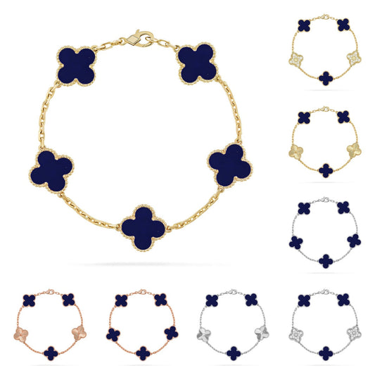 [Sophire]LUCKY CLOVER 5-MOTIF BRACELET - LAPIS LAZULI COLLECTION
