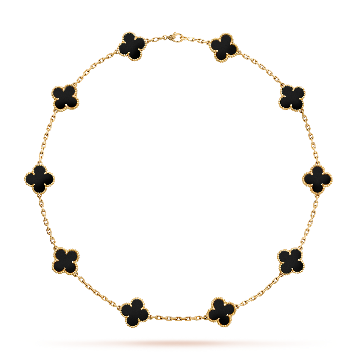[Sophire Jewelry ]CLOVER 10 MOTIFS ONYX NECKLACE