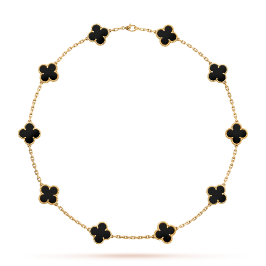 [Sophire Jewelry ]CLOVER 10 MOTIFS ONYX NECKLACE
