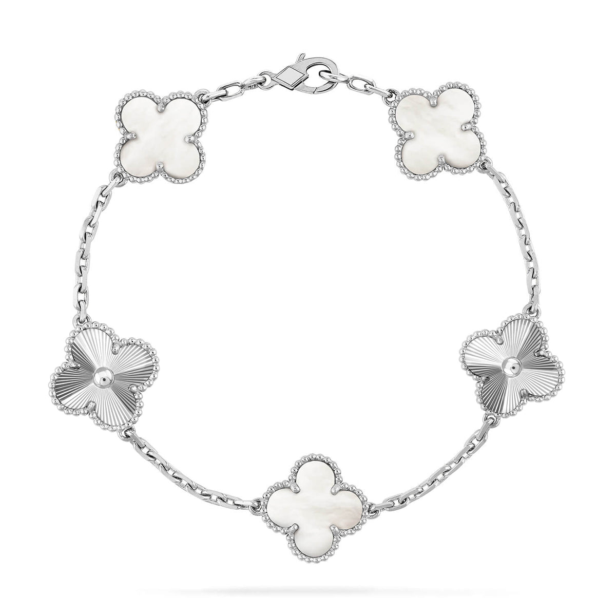 [Sophire Jewelry ]CLOVER WHITE PEARL MOP 5 MOTIF BRACELET COLLECTION