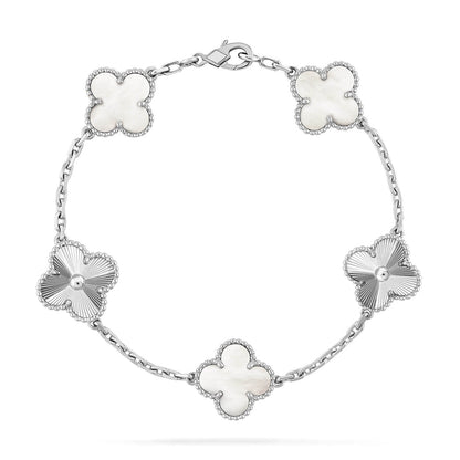 [Sophire Jewelry ]CLOVER WHITE PEARL MOP 5 MOTIF BRACELET COLLECTION
