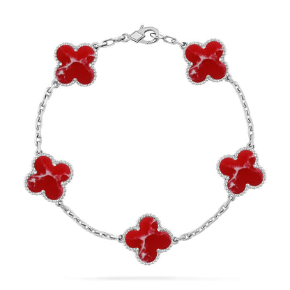 [Sophire Jewelry ]CLOVER 5 MOTIF RED PATTERN BRACELET COLLECTION