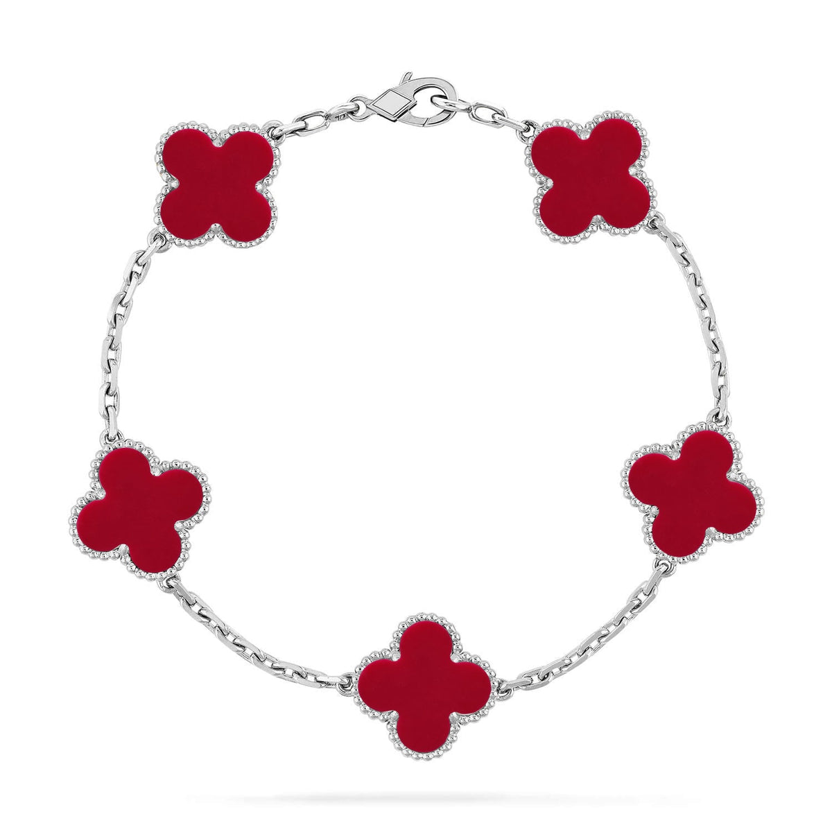 [Sophire Jewelry ] CLOVER 5 MOTIF RED CORNELIAN BRACELET COLLECTION