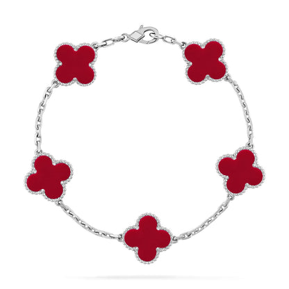 [Sophire Jewelry ] CLOVER 5 MOTIF RED CORNELIAN BRACELET COLLECTION