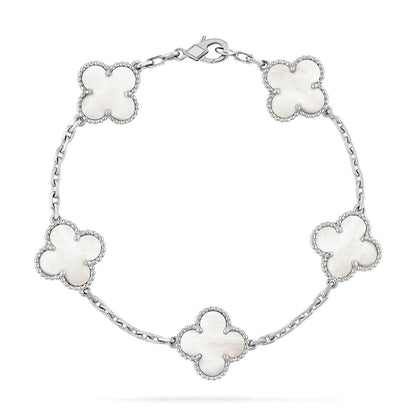 [Sophire Jewelry ]CLOVER WHITE PEARL MOP 5 MOTIF BRACELET COLLECTION