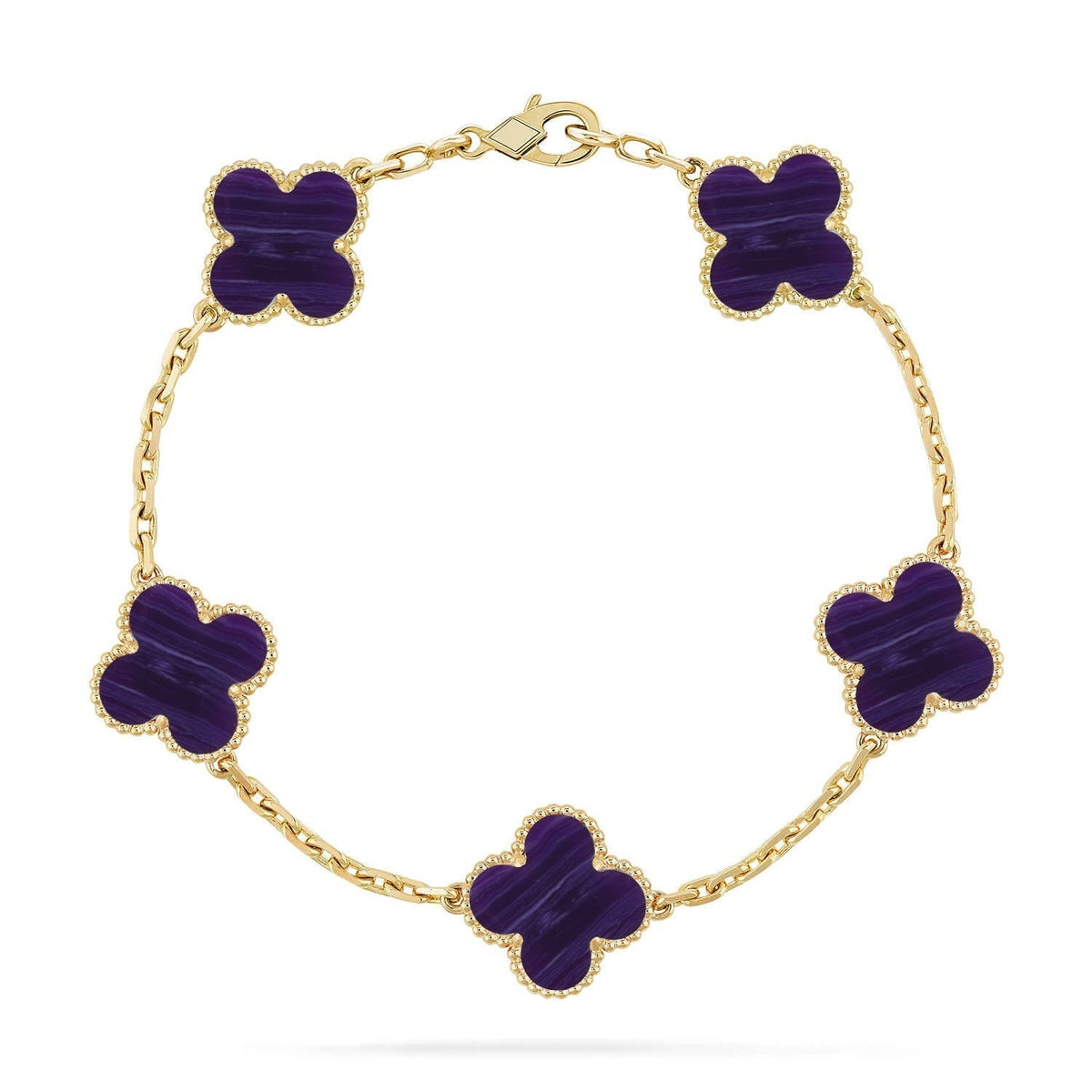 [Sophire Jewelry ]CLOVER 5 MOTIF PURPLE STRIPES BRACELET COLLECTION
