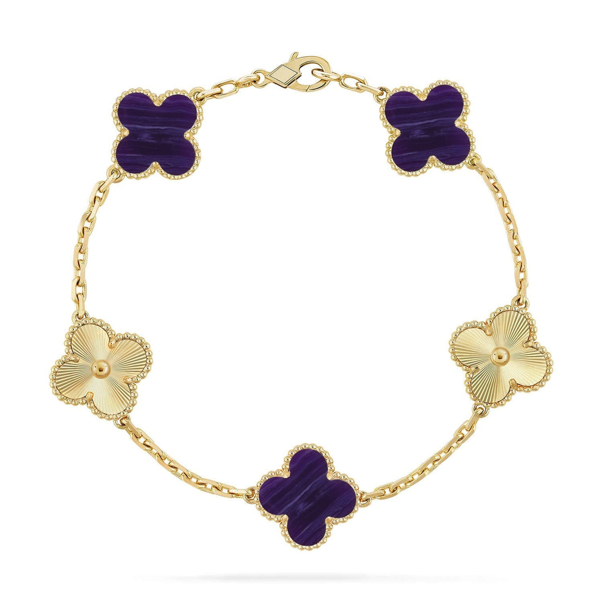 [Sophire Jewelry ]CLOVER 5 MOTIF PURPLE STRIPES BRACELET COLLECTION
