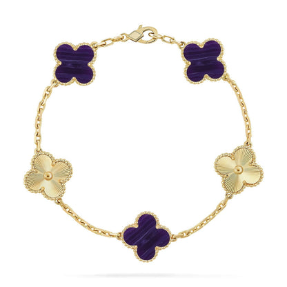 [Sophire Jewelry ]CLOVER 5 MOTIF PURPLE STRIPES BRACELET COLLECTION
