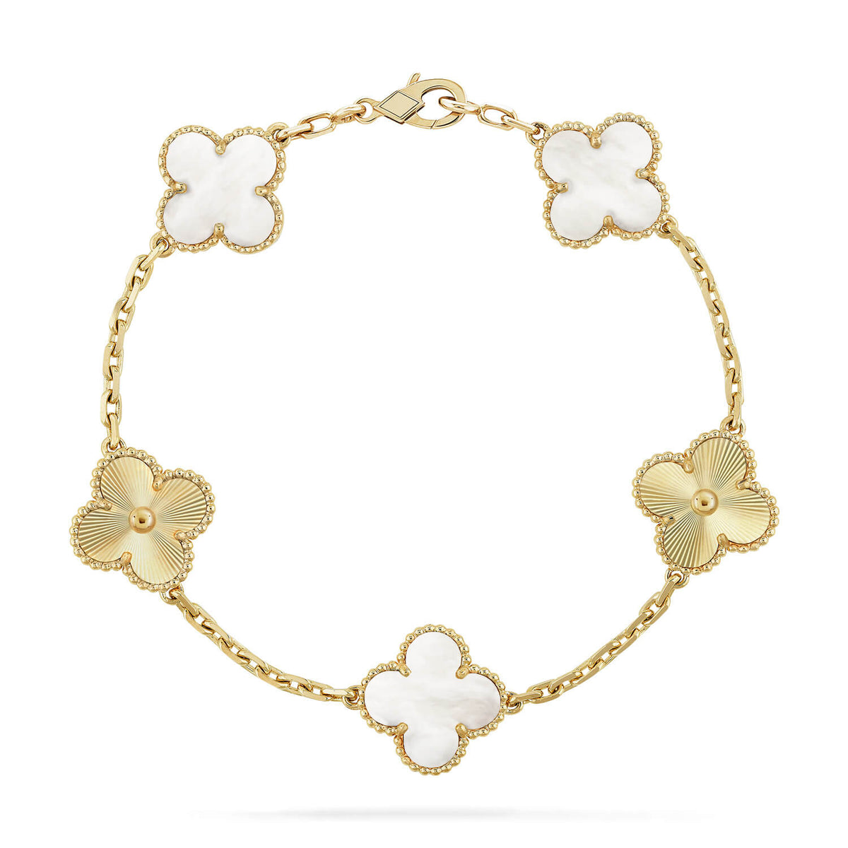 [Sophire Jewelry ]CLOVER WHITE PEARL MOP 5 MOTIF BRACELET COLLECTION