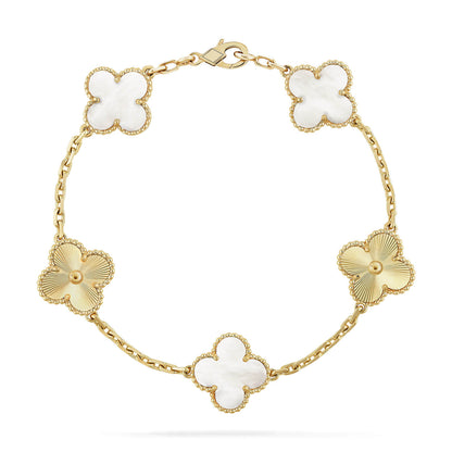 [Sophire Jewelry ]CLOVER WHITE PEARL MOP 5 MOTIF BRACELET COLLECTION