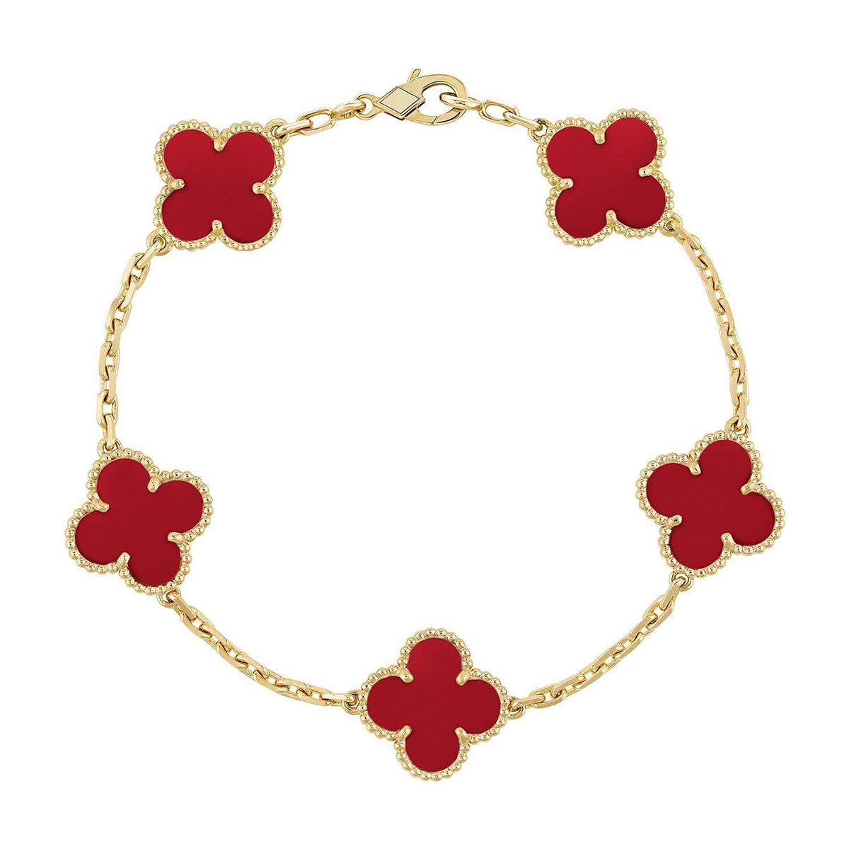 [Sophire Jewelry ] CLOVER 5 MOTIF RED CORNELIAN BRACELET COLLECTION