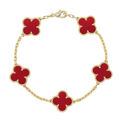 [Sophire Jewelry ] CLOVER 5 MOTIF RED CORNELIAN BRACELET COLLECTION