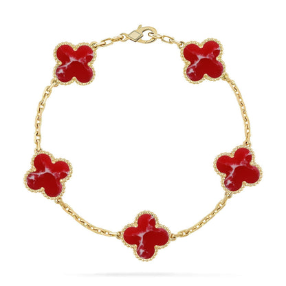 [Sophire Jewelry ]CLOVER 5 MOTIF RED PATTERN BRACELET COLLECTION