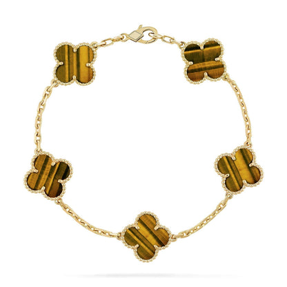 [Sophire Jewelry ] CLOVER 5 MOTIFS TIGER EYE BRACELET COLLECTION