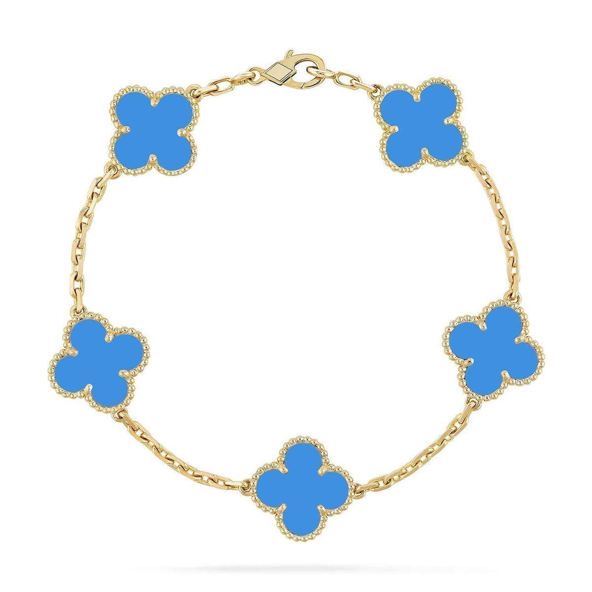 [Sophire Jewelry ] CLOVER 5 MOTIF BLUE AGATE BRACELET COLLECTION