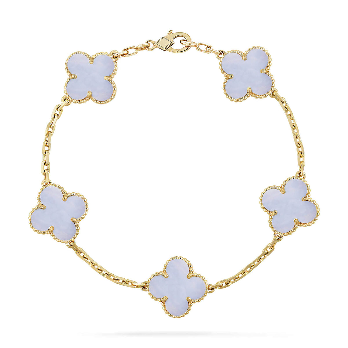 [Sophire Jewelry ] CLOVER 5 MOTIF PURPLE CHALCEDONY BRACELET COLLECTION