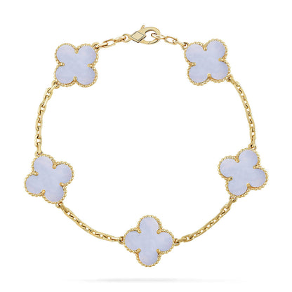 [Sophire Jewelry ] CLOVER 5 MOTIF PURPLE CHALCEDONY BRACELET COLLECTION
