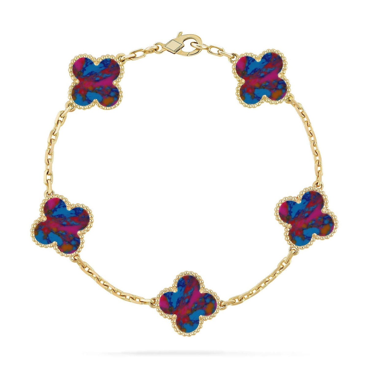 [Sophire Jewelry ]CLOVER 5 MOTIF COLOR GEMSTONES BRACELET COLLECTION