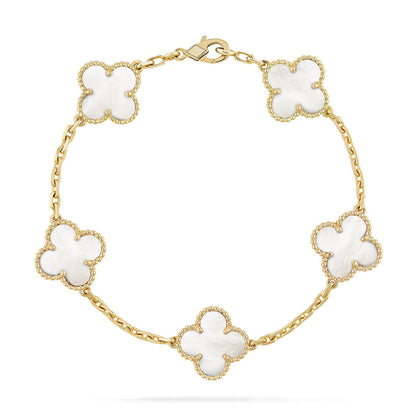 [Sophire Jewelry ]CLOVER WHITE PEARL MOP 5 MOTIF BRACELET COLLECTION