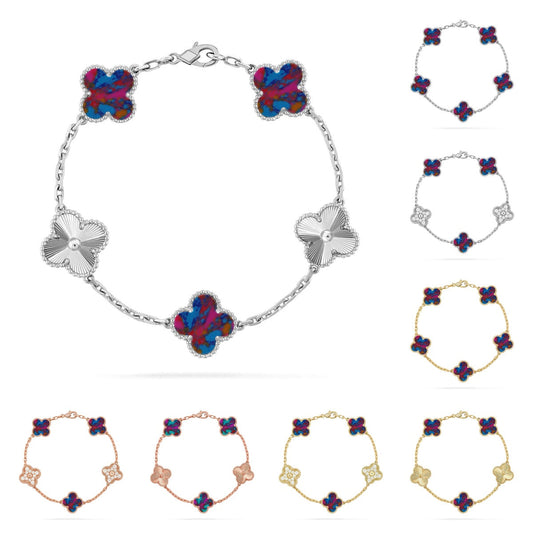 [Sophire]LUCKY CLOVER 5-MOTIF BRACELET - MULTI-GEM COLLECTION