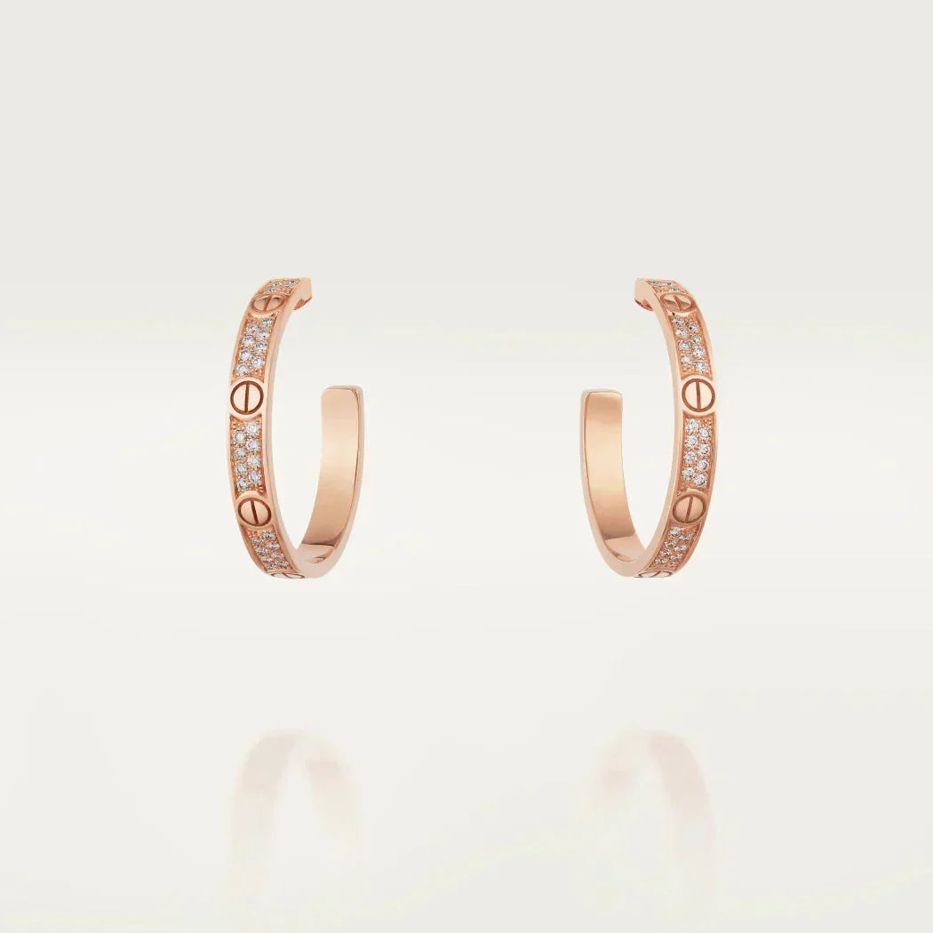 [Sophire Jewelry ]LOVE DIAMOND PINK GOLD HOOP EARRINGS