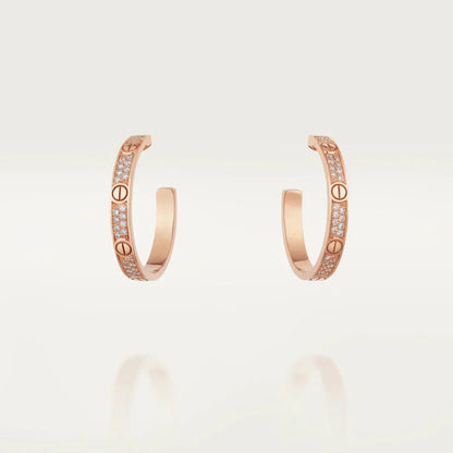 [Sophire Jewelry ]LOVE DIAMOND PINK GOLD HOOP EARRINGS