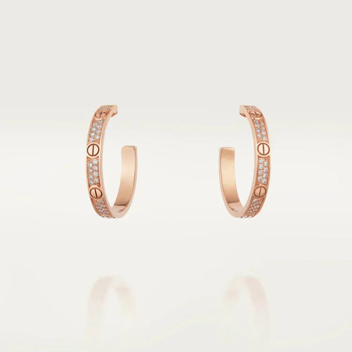 [Sophire Jewelry ]LOVE DIAMOND PINK GOLD HOOP EARRINGS