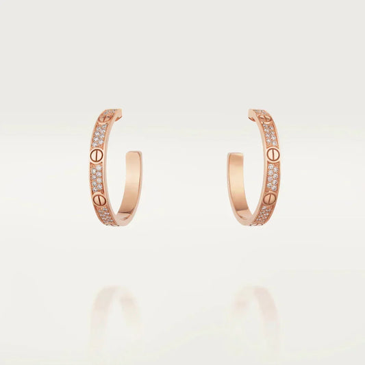 [Sophire Jewelry ]LOVE DIAMOND PINK GOLD HOOP EARRINGS
