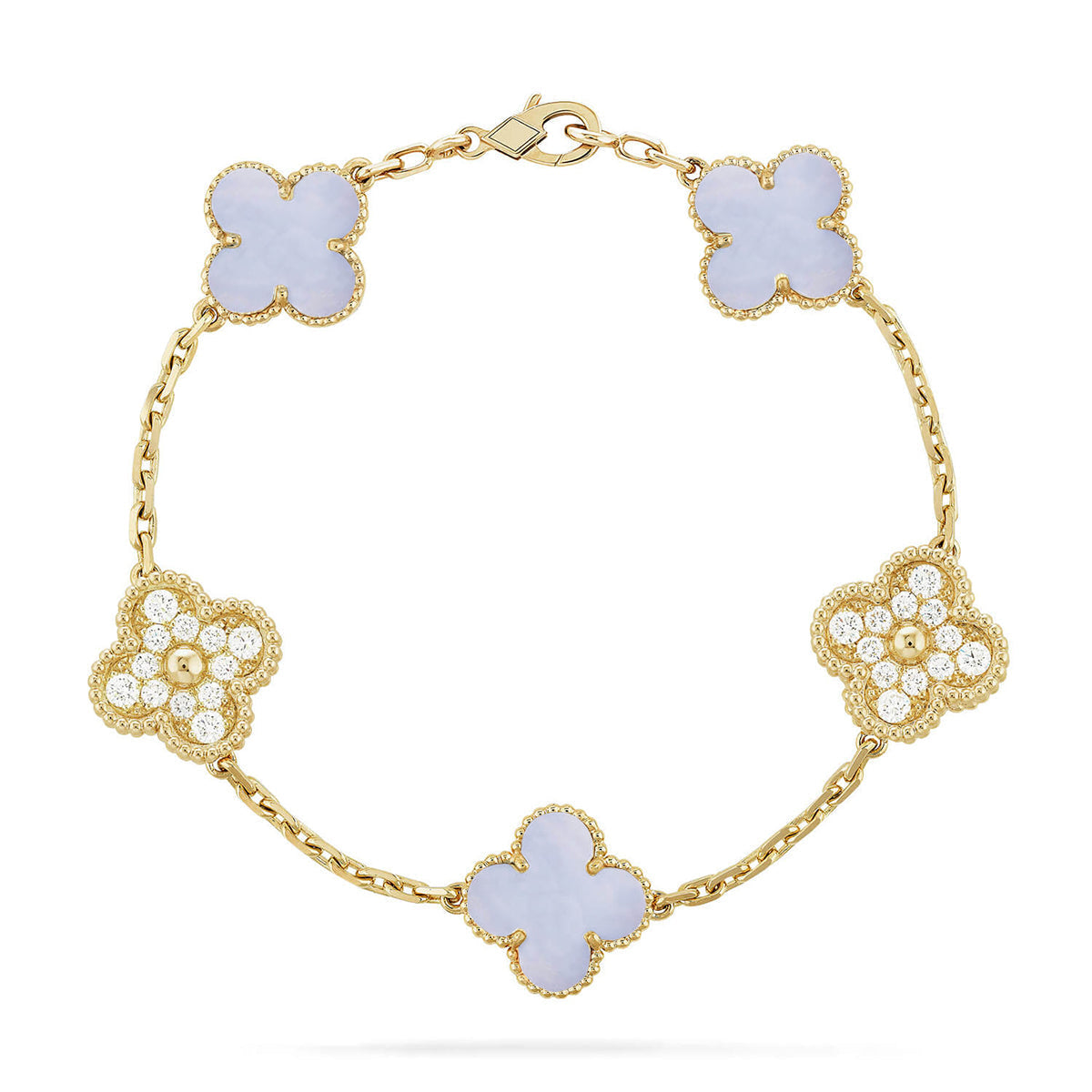 [Sophire Jewelry ] CLOVER 5 MOTIF PURPLE CHALCEDONY BRACELET COLLECTION