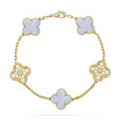 [Sophire Jewelry ] CLOVER 5 MOTIF PURPLE CHALCEDONY BRACELET COLLECTION
