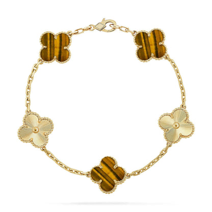 [Sophire Jewelry ] CLOVER 5 MOTIFS TIGER EYE BRACELET COLLECTION