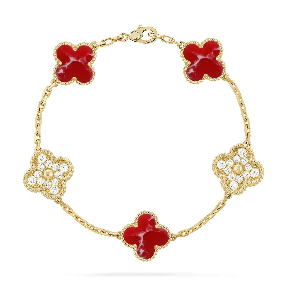 [Sophire Jewelry ]CLOVER 5 MOTIF RED PATTERN BRACELET COLLECTION