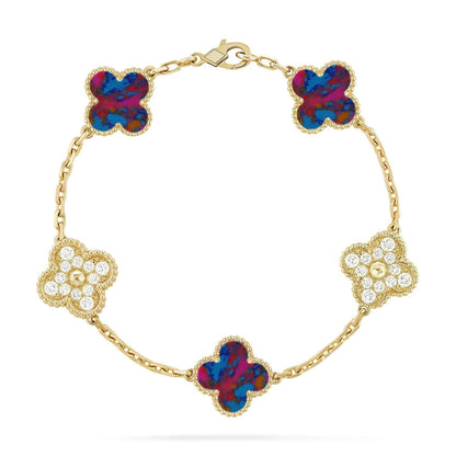 [Sophire Jewelry ]CLOVER 5 MOTIF COLOR GEMSTONES BRACELET COLLECTION