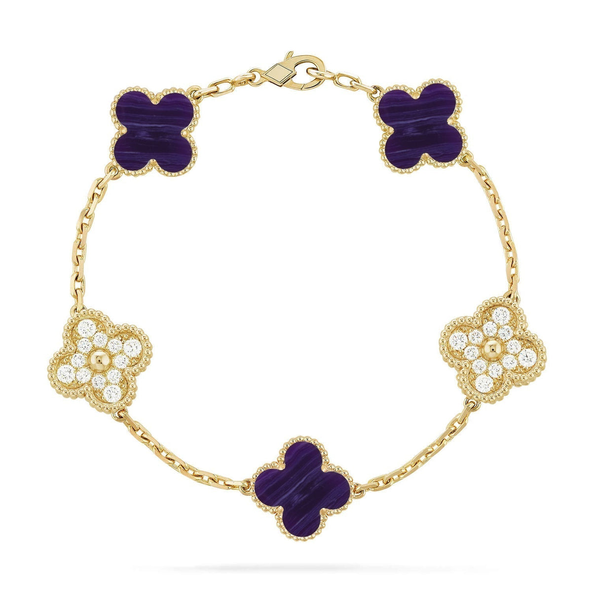 [Sophire Jewelry ]CLOVER 5 MOTIF PURPLE STRIPES BRACELET COLLECTION