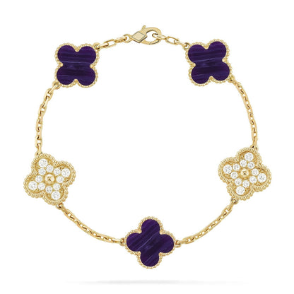 [Sophire Jewelry ]CLOVER 5 MOTIF PURPLE STRIPES BRACELET COLLECTION