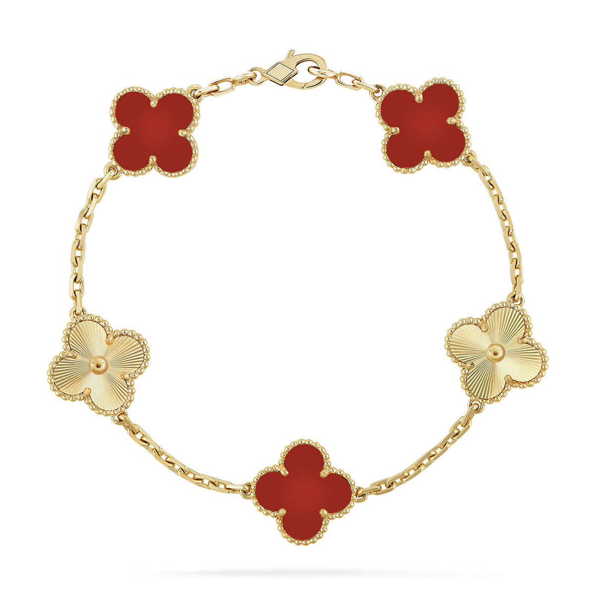 [Sophire Jewelry ] CLOVER 5 MOTIF RED CORNELIAN BRACELET COLLECTION