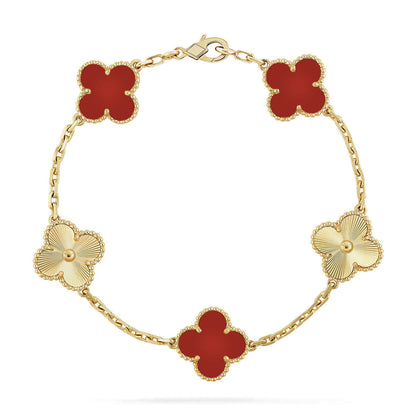 [Sophire Jewelry ] CLOVER 5 MOTIF RED CORNELIAN BRACELET COLLECTION