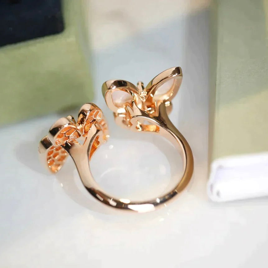 [Sophire Jewelry ]TWIN BUTTERFLY DIAMOND MOP RING