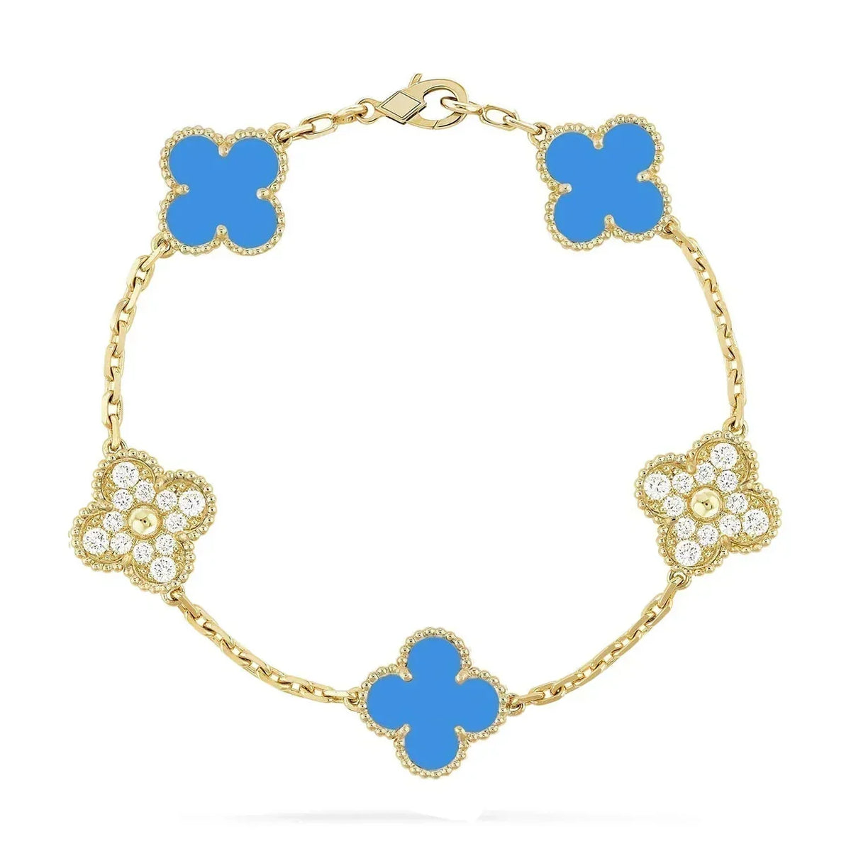 [Sophire Jewelry ] CLOVER 5 MOTIF BLUE AGATE BRACELET COLLECTION
