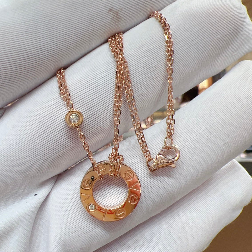 [Sophire Jewelry ]LOVE NECKLACE 16MM 2 DIAMONDS