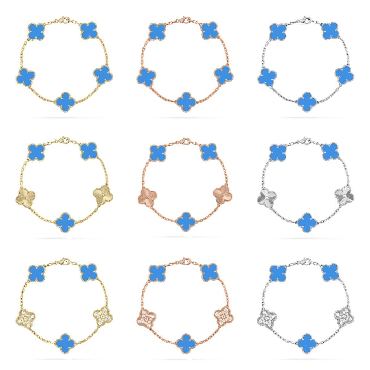 [Sophire Jewelry ] CLOVER 5 MOTIF BLUE AGATE BRACELET COLLECTION