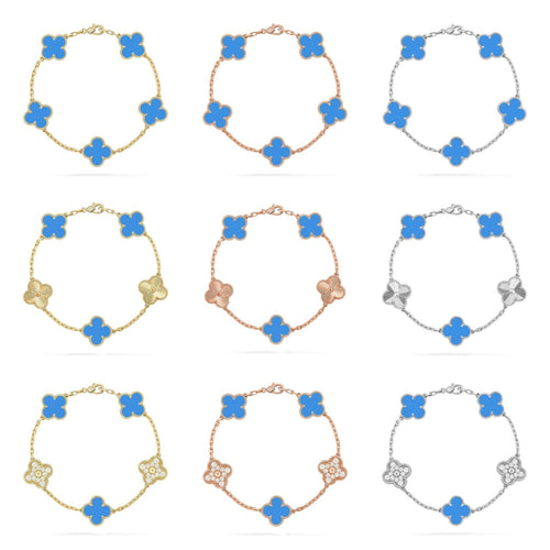 [Sophire Jewelry ] CLOVER 5 MOTIF BLUE AGATE BRACELET COLLECTION