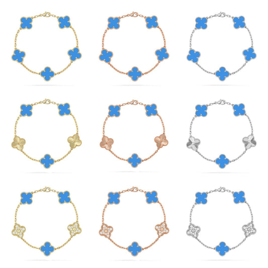 [Sophire Jewelry ] CLOVER 5 MOTIF BLUE AGATE BRACELET COLLECTION