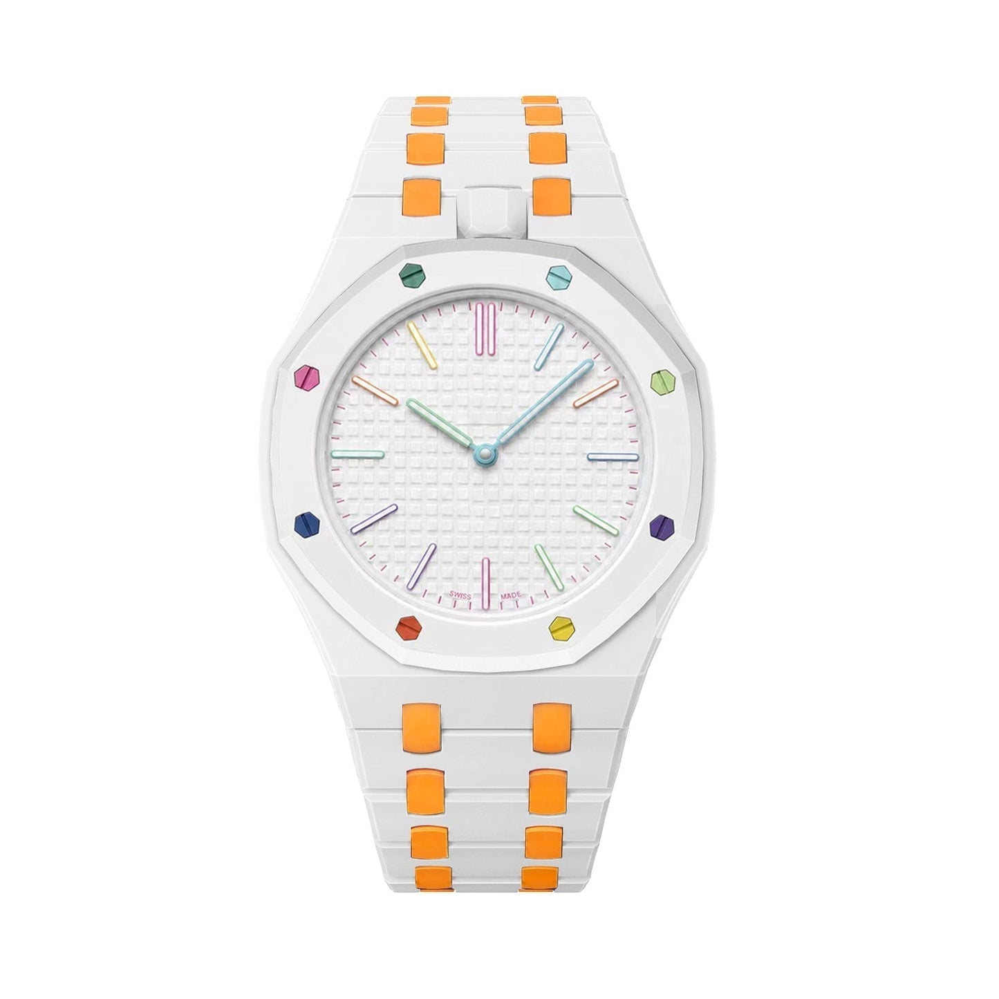 [Sophire]OAK POP EXCLUSIVE WHITE AND ORANGE BIOCERAMIC STRAP